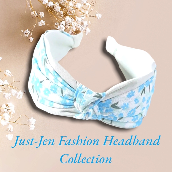 Just-Jen's Fashion Light Blue Floral Knotted Style Headband. NWT - Picture 6 of 11